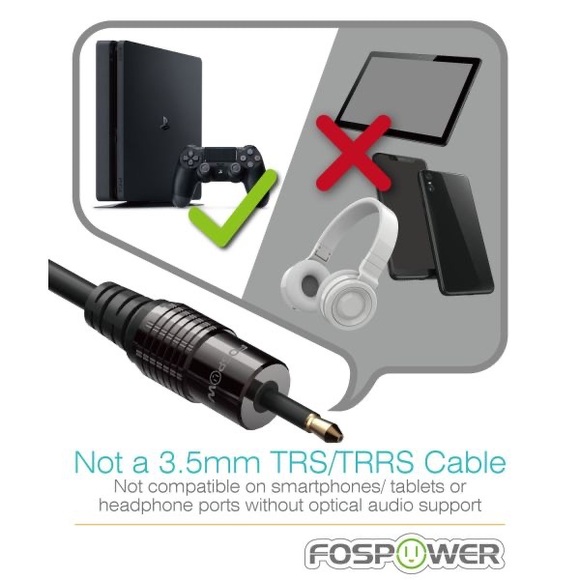 Fospower Toslink Male to Mini Male Cable 3ft - Picture 3 of 9